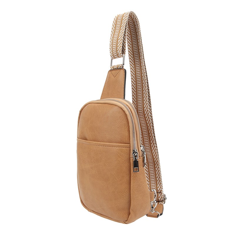 Sling Bag Shoulder Backpack Retro Zipper Multiple Compartments Widened Strap