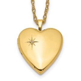Lex & Lu 1/20 Gold Filled 20mm Diamond Heart Locket