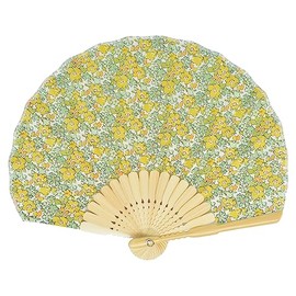 Ken Onishi Selling LIBERTY Shell Fan, 8.7 inches (22 cm), Flower Pattern, Yellow, "Ripple" SY20-LIA03, Floral/Yellow