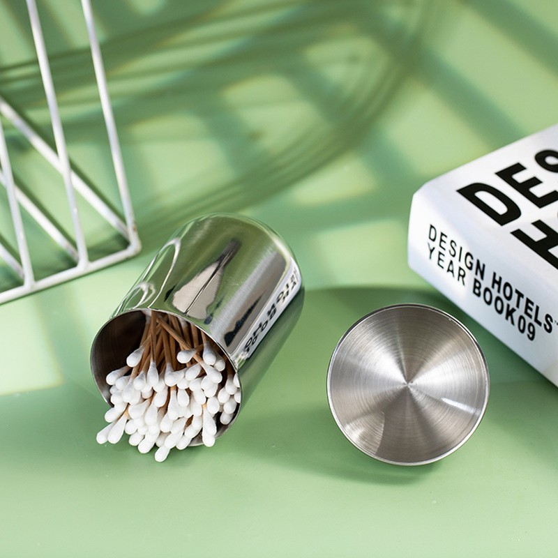 Cotton Swab Holders 304 Stainless Steel Light Luxury Dustproof Cotton