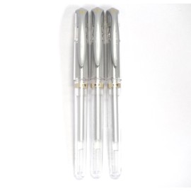 Uni-ball Signo Broad Point Gel Impact Pen Silver Ink, 1.0mm, 3 pens per Pack (Japan import) [Komainu-Dou Original Package]
