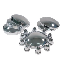 Mytee Products Steel Chrome Axle Wheel Cover Set - Includes (2) Front Hub Caps, (4) Rear Hub Caps, (60) Lug Nut Covers 33mm for Semi Truck | Axle Cover Combo Kit