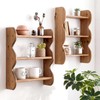Cinnvoice 2 Pcs Solid Wood Wall Shelf 3-Tier Rustic Floating
