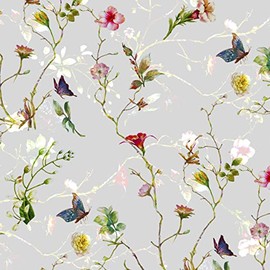 Tischdeko Pack of 20 Napkins Flower Meadow with Butterflies on Grey