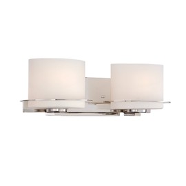 Nuvo Lighting 60/5102 Loren Two Light Vanity 100 Watt A19 Max. CUL Damp Location Etched Opal Glass Polished Nickel Fixture