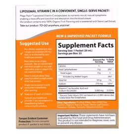 Aurora Nutrascience Mega-Pack Liposomal Vitamin C, Immune Support, 3,000 mg Serving, Gluten Free, Non-GMO, 32 Single Serve Packets, 21.7 oz (640 mL)