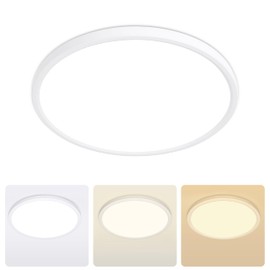 MOONSEA 24 W LED Ceiling Light Flat, 3 Colours, 3000 K/4000 K/6500 K Ceiling Light, Ultra Thin Round Ceiling Light for Bathroom, Bedroom, Hallway, Kitchen, Balcony, Diameter 30 cm, White
