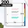 SUNEE 5 Subject Notebook College Ruled - 400 Pages, 9"x11",