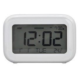 Mini Digital Alarm Clock with LCD Screen Snooze Function 12H 24H Formats for Bedroom Travel Office White