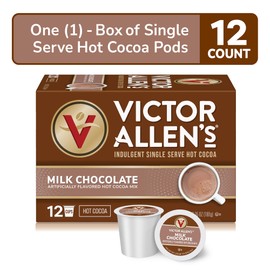 Victor Allen's Coffee Milk Chocolate Cocoa, 12 Count, Single Serve Cups for Keurig K-Cup Brewers