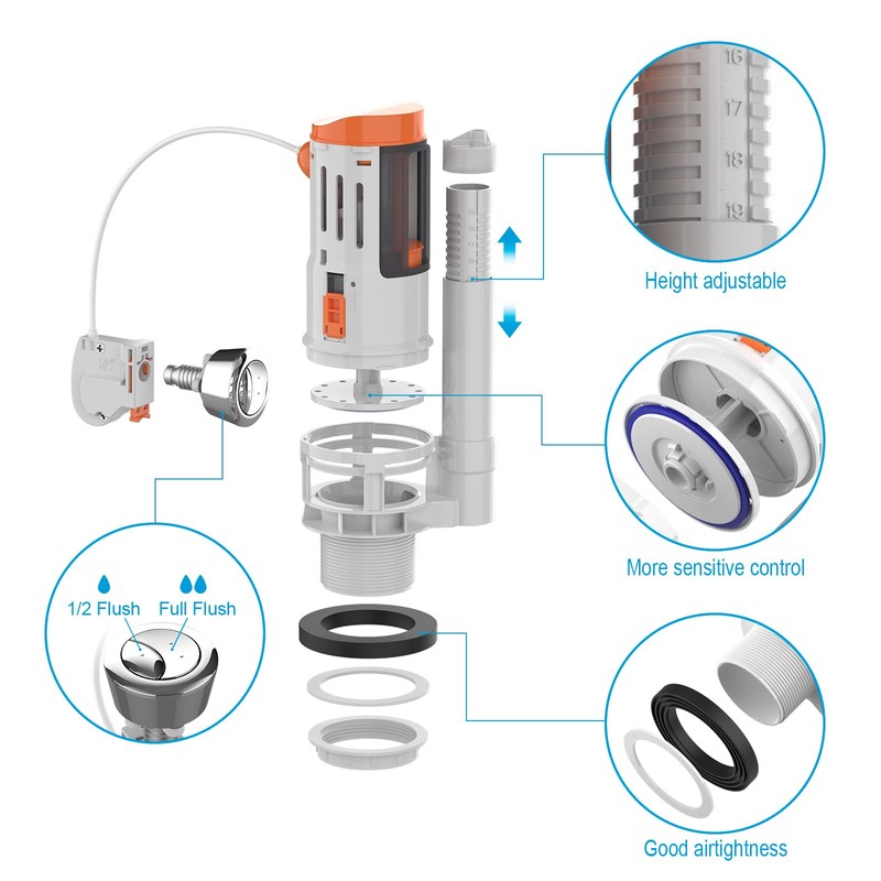 Ibergrif Universal Cable Mechanism for Toilet Flush, Double Flush Valve