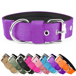 Heavy Duty Tactical Dog Collar - 1.5" Width Military Durable Thick Nylon with Adjustable Metal D Ring & Buckle Working Training K9 Collar for Medium Large Dogs (XL(23"-26"), Purple)
