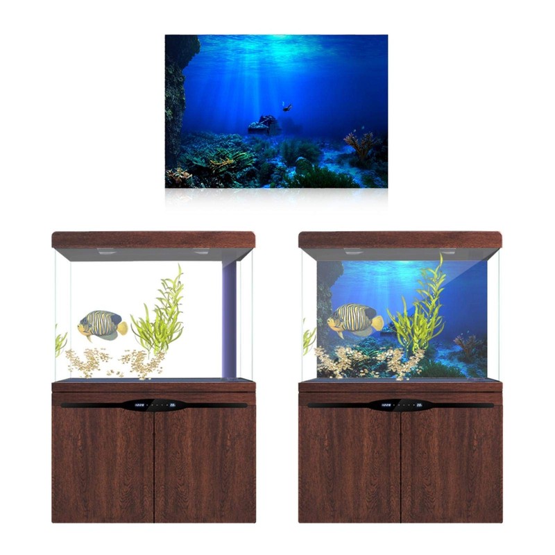 GLOGLOW Aquarium Poster, 3D Effect Underwater Background Sticker Thicken PVC