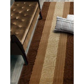 Custom Size Hallway Runner Rug, Slip Resistant, 26 Inch Wide X Your Choice of Length, Scroll Brown, 26 Inch X 25 feet