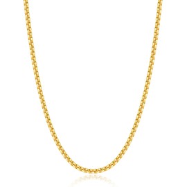 ONLVULF 18K Plated Gold Chain Necklace for Women, 2.0mm Gold Box Chain Necklace for Women, Thin & Dainty & Shiny Women's Chain Necklace 24 Inch