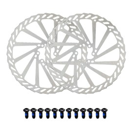 Jane Eyre 160 mm 180 mm 203 mm Bicycle Brake Disc 2 Pieces Disc Brake Bicycle Rotor with 12 Screws Suitable for Most Bicycles, Road Bikes, Mountain Bikes, BMX MTB (Silver 203 mm)