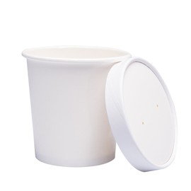 Belinlen 40 Sets 16 oz Paper Ice Cream Cups Paper Dessert Cups with Lids Paper Soup Cups with Lids Biodegradable Takeaway Paper Bowl Containers Heavy Duty Paper Take Out Cups (Cream White)