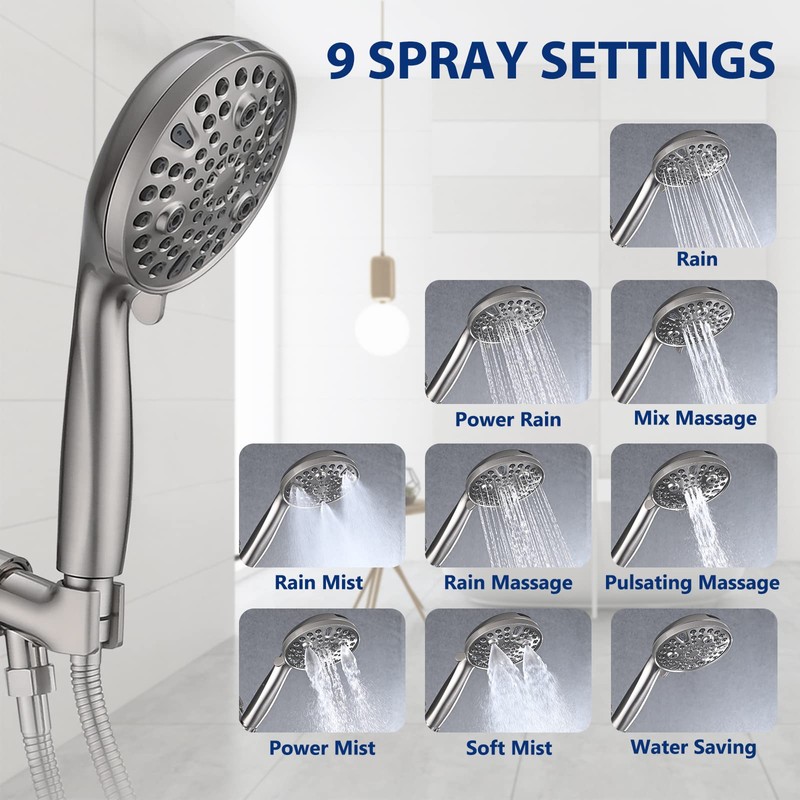 YASINU All Metal Bathtub Faucet with Sprayer 10 Settings, Universal