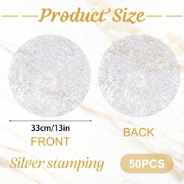 URROMA 50 Pcs Silver Disposable Dining Mat Silver Foil Mesh Table Mat Metal Round Cushion Silver Placemats Party Decoration