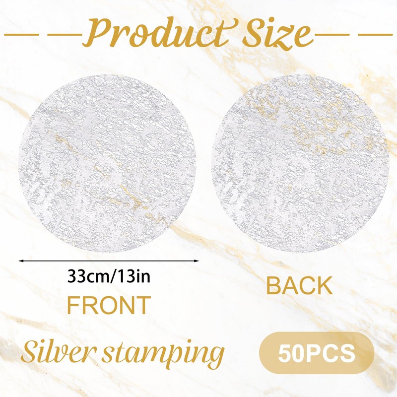 URROMA 50 Pcs Silver Disposable Dining Mat Silver Foil Mesh