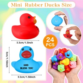 Lunmon 24 Pcs Little Jesus Rubber Ducks Figures Bulk Mini Jesus Figures to Hide Rubber Duckies Tiny Jesus Toys Religious Bible Verse Bath Toy Gifts Jesus for Church Events(Bible Verse)