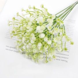 JWlock 36PCS White Artificial Baby's Breath Flowers, 11.4in Real Touch UV Resistant Fake Gypsophila for Wedding Centerpieces & Home Decor – Bendable Stems, No Maintenance