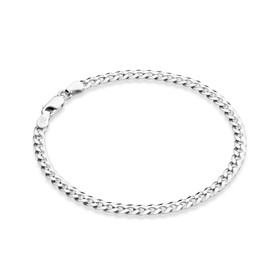Miabella Italian Solid 925 Sterling Silver, 18Kt Gold Plated 3.5mm Diamond Cut Cuban Link Curb Chain Bracelet for Women Men, Made in Italy (sterling silver, Length 7.5 Inches)