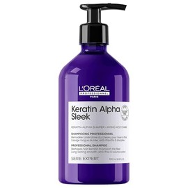 L'Oréal Professionnel Keratin Alpha Sleek Shampoo for Long-Lasting Smoothness, Frizz and Volume Control, More Moisture and Shine, 500 ml