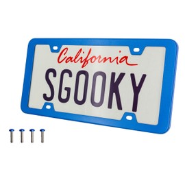 Sgooky Stainless Steel License Plate Frames, License Plate Cover Tag Holder with Corrosion Resistant Security,4 Hole with Screws (Shinning Blue,1pc)