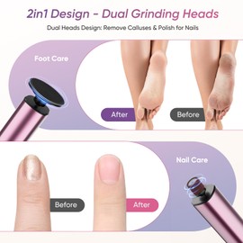 Haroopet Electric Foot Callus Remover, 2in1 Rechargeable Foot File Callus Remover for Feet, 9 Speeds Foot Scrubber Dead Skin Pedicure Tools for Feet Heel Scraper for Cracked Heels with Sandpaper Discs