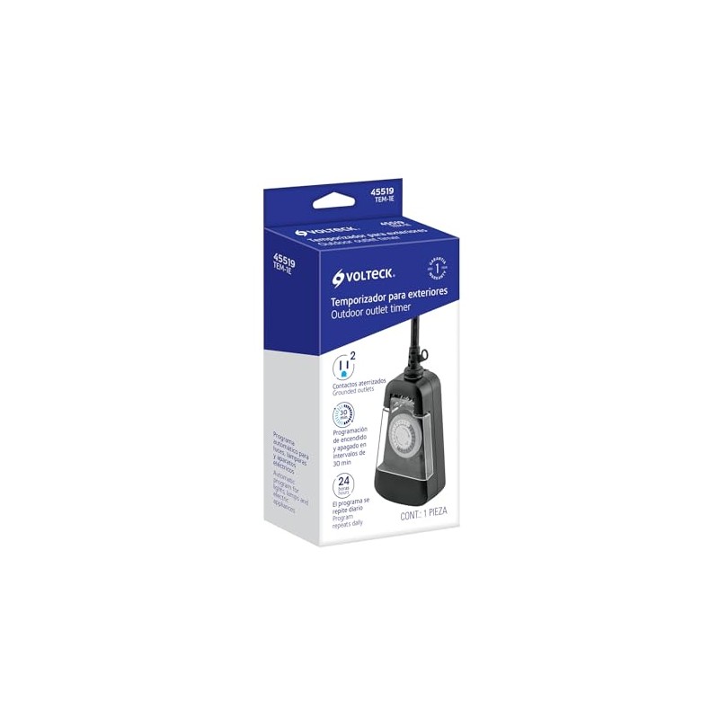 Volteck TEM-1E, Temporizador analógico para uso en exteriores 2 contactos