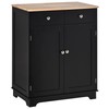 HOMCOM Sideboard with Solid Wood Countertop, Modern Kitchen Storage Cabinet,
