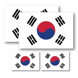 Small South Korea Flag Vinyl Decal Bumper Sticker Decal Pack for Cups, Tumblers, Hardhats, Helmets, Phones, Laptop 1" x 2" x4