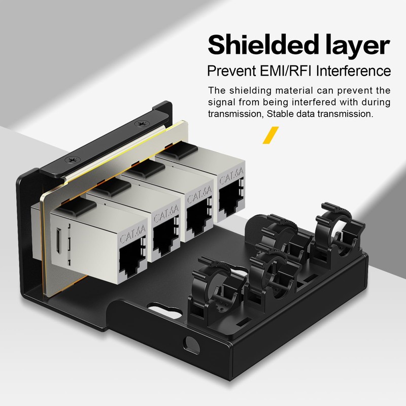 PBAEGAV Patch Panel 4 Port with 4pcs Cat6A Keystone Jack【EC
