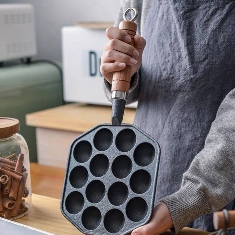 Cunyuer 14 Holes Takoyaki Pan Nonstick Cast Iron Octopus Meat