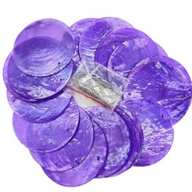 Lmlliang 20pc 2Inch Round Capiz Sea Shells,2 Holes Capiz Shells,for Home Decor,Wind Chimes,Jewelry Making Crafts Decoration (Purple)