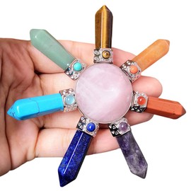 Loveliome Rose Quartz 7 Chakra Stone Crystal Points Energy Generator,Cone Reiki Healing Crystal Stone