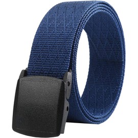 LionVII Plastic Belts Men Women Canvas Web Belt No-Metal Buckle for Work Travel (Navy Blue)