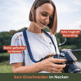 C-Rope Kameragurt THE TRAVELER handgeflochten aus Paracord, Schultergurt mit Schnellverschluss, 100cm, Navy Blau