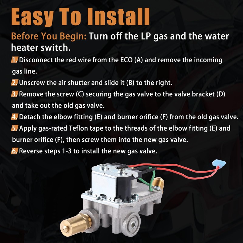 92089 RV Water Heater Gas Valve for Atwood 10 Gallon