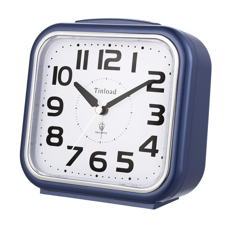 Tinload 5.5" Large Analog Alarm Clock Silent Non Ticking, Gentle