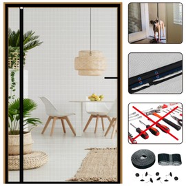 CHIYUNS Reversible Left Right Side Opening Screen Door Mesh Magnetic Closure Heavy Duty, Self Closing Fiberglass Bug Net with Magnet for Sliding Doors & Doorway, Pet Friendly, 36 x 78 inch