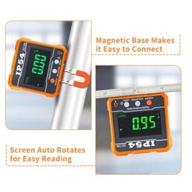 Digital Angle Magnetic Protractor,4 of 90° Measuring Range Mini Digital Level with Backlight Carpenter Tools IP54 Waterproof Inclinometer for ADAS Calibration Auto Angle Measurement