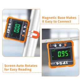 Digital Angle Magnetic Protractor,4 of 90° Measuring Range Mini Digital Level with Backlight Carpenter Tools IP54 Waterproof Inclinometer for ADAS Calibration Auto Angle Measurement