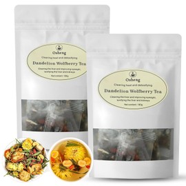 Dandelion Wolfberry Tea, Organic Kidneys & Liver Tea Chinese Wolfberry Tea, Seven Herbal Ingredients, 2 boxes of 30 packs