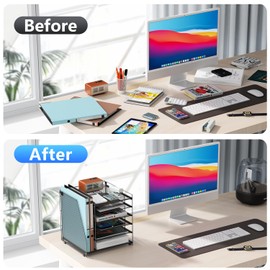 gianotter Desk Organizers and Accessories, 6-Tier Paper Organizer with File Holder, Document Organizer, Office Decor, Home Office Essentials(Black)