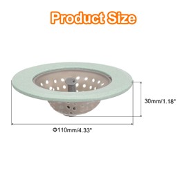 uxcell Silicone Kitchen Sink Strainer, 2Pcs Sink Drain Strainer Sink Drain Stopper with Large Wide Rim 4.3" Diameter, Green