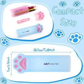 Benvo Cat Paw Pencil Holder Plastic Kitten Paw Pencil Case Box Storage Organizer Container for Stationery Pencils Pens Rulers Office Portable Desk Accessories (Pink & Light Blue, Pack of 2)