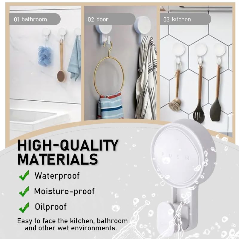 Bathroom Shower Plastic Suction Cup Hooks, Suction Hangers Reusable Suction