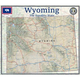 Wyoming Physical Map - 16.5 x 18.8 Inches - Paper Laminated